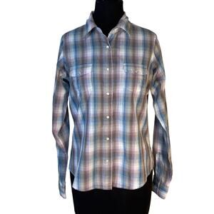 Wrancher by Wrangler Pearl Snap Plaid Shirt Women’s Medium Western